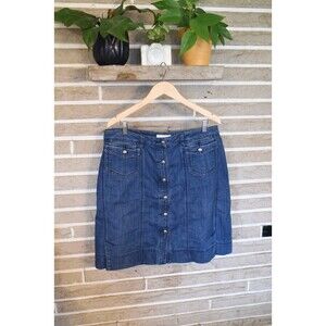 CJ Christopher Banks Denim Blue Jean Skirt Womens 16W Button Front with pockets